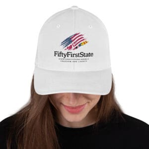 A Woman Wearing A White Cap With Logo