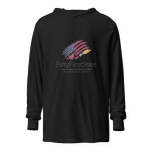 A black long sleeve shirt with the logo of the american flag.