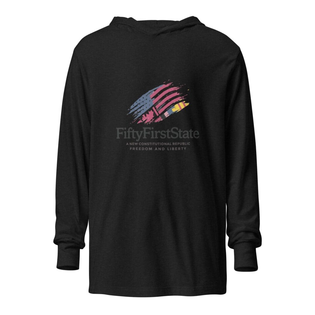 A black long sleeve shirt with the logo of the american flag.